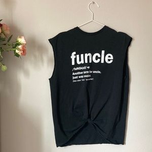 Vintage Funcle Sleeveless Front Knot Shirt